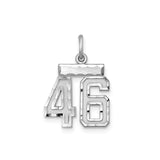 Small #46 Charm Pendant in Real 925 Sterling Silver