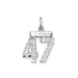 Small #47 Charm Pendant in Real 925 Sterling Silver