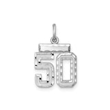 Sterling Silver Number 50 Pendant, Milestone Charm for 50th Birthday or Anniversary