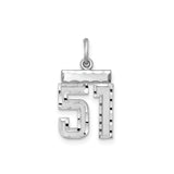 Small #51 Charm Pendant in Real 925 Sterling Silver