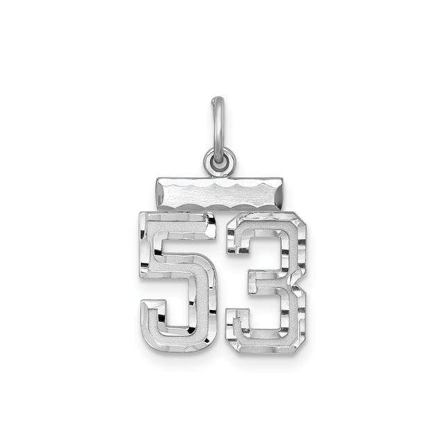 Sterling Silver Number 53 Pendant, Bold Jersey Style Sports Charm for Men or Unisex Wear