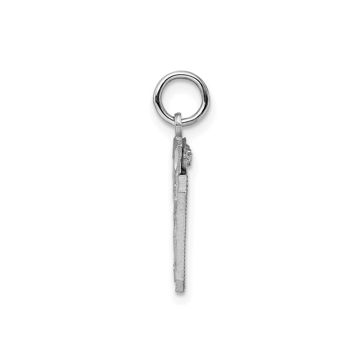 Sterling Silver 60 Pendant Charm with Block Number Design, Textured and Polished Finish