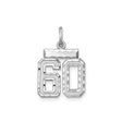 Sterling Silver 60 Pendant Charm with Block Number Design, Textured and Polished Finish