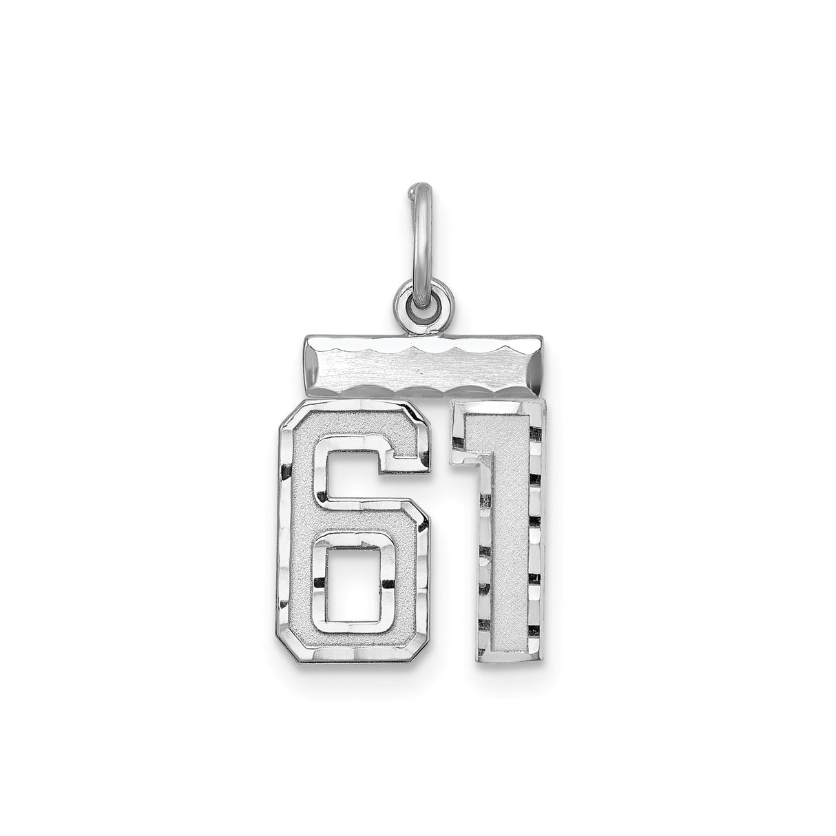 Small #61 Charm Pendant in Real 925 Sterling Silver