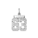 Small #63 Charm Pendant in Real 925 Sterling Silver