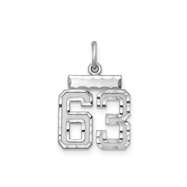 Small #63 Charm Pendant in Real 925 Sterling Silver