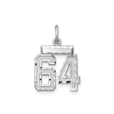 Small #64 Charm Pendant in Real 925 Sterling Silver