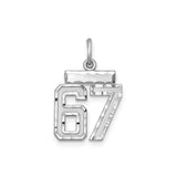 Small #67 Charm Pendant in Real 925 Sterling Silver
