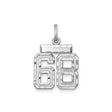 Sterling Silver Number 68 Pendant, Bold Athletic Font Sports Charm for Men and Women