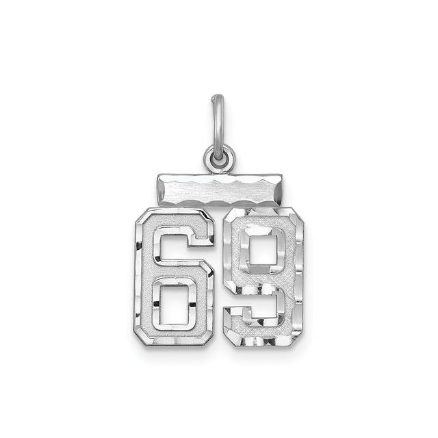 Small #69 Charm Pendant in Real 925 Sterling Silver
