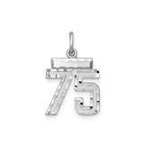 Sterling Silver Pendant Charm with Bold Number 75, Milestone Anniversary Jewelry