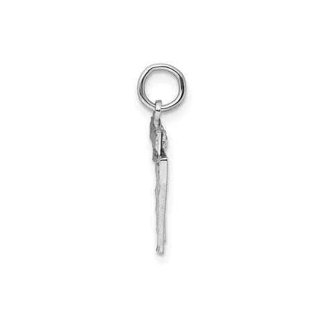 Sterling Silver 77 Pendant, High Polish and Textured Number Charm, Unisex Numerology Jewelry