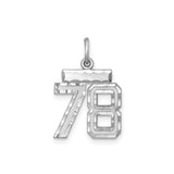 Small #78 Charm Pendant in Real 925 Sterling Silver