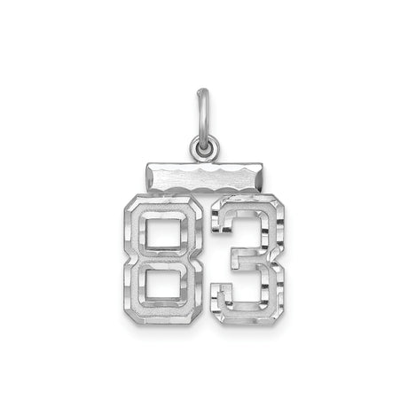 Sterling Silver Number 83 Pendant, Polished Block Style Jersey Charm for Men or Unisex
