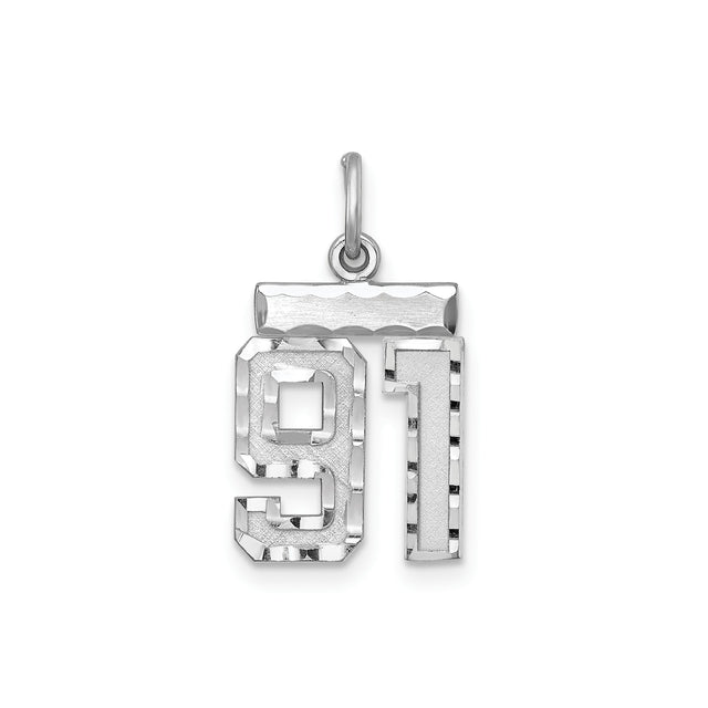 Small #91 Charm Pendant in Real 925 Sterling Silver
