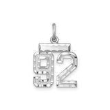 Small #92 Charm Pendant in Real 925 Sterling Silver