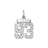 Small #93 Charm Pendant in Real 925 Sterling Silver