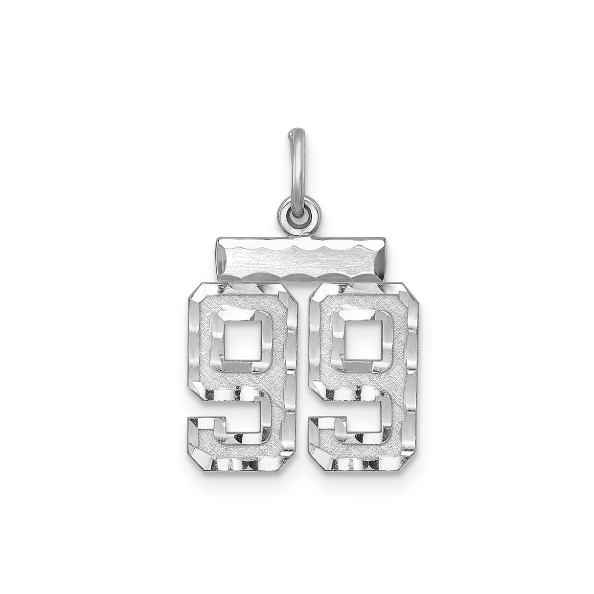 Sterling Silver Number 99 Pendant, Bold Polished Jersey Number Charm for Men and Women