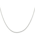 925 White Gold 1 mm Polished Chain Necklace, Solid