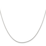 925 White Gold 1 mm Polished Chain Necklace, Solid