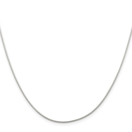 925 White Gold 1 mm Polished Chain Necklace, Solid