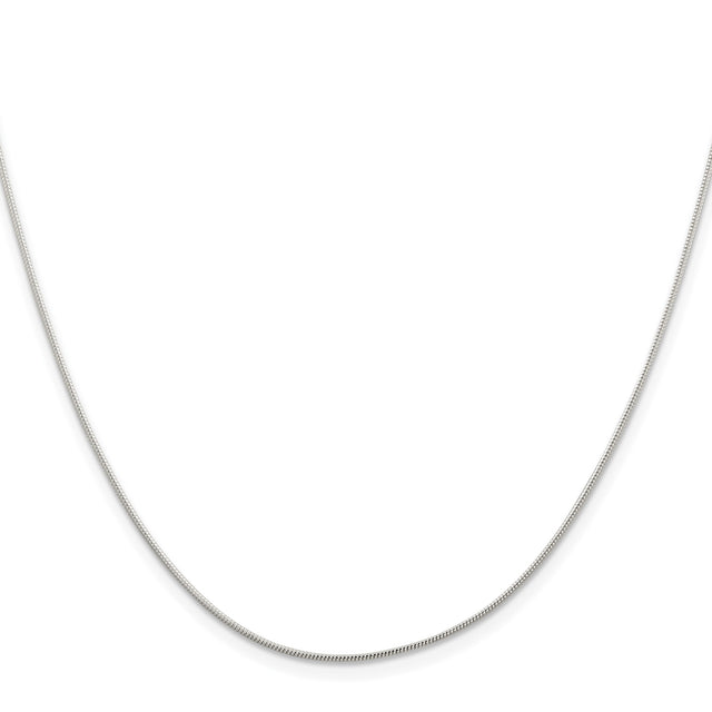 925 White Gold 1 mm Polished Chain Necklace, Solid