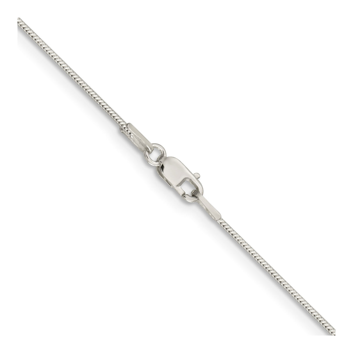 925 White Gold 1 mm Polished Chain Necklace, Solid alternate angle