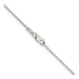 925 White Gold 1 mm Polished Chain Necklace, Solid alternate angle