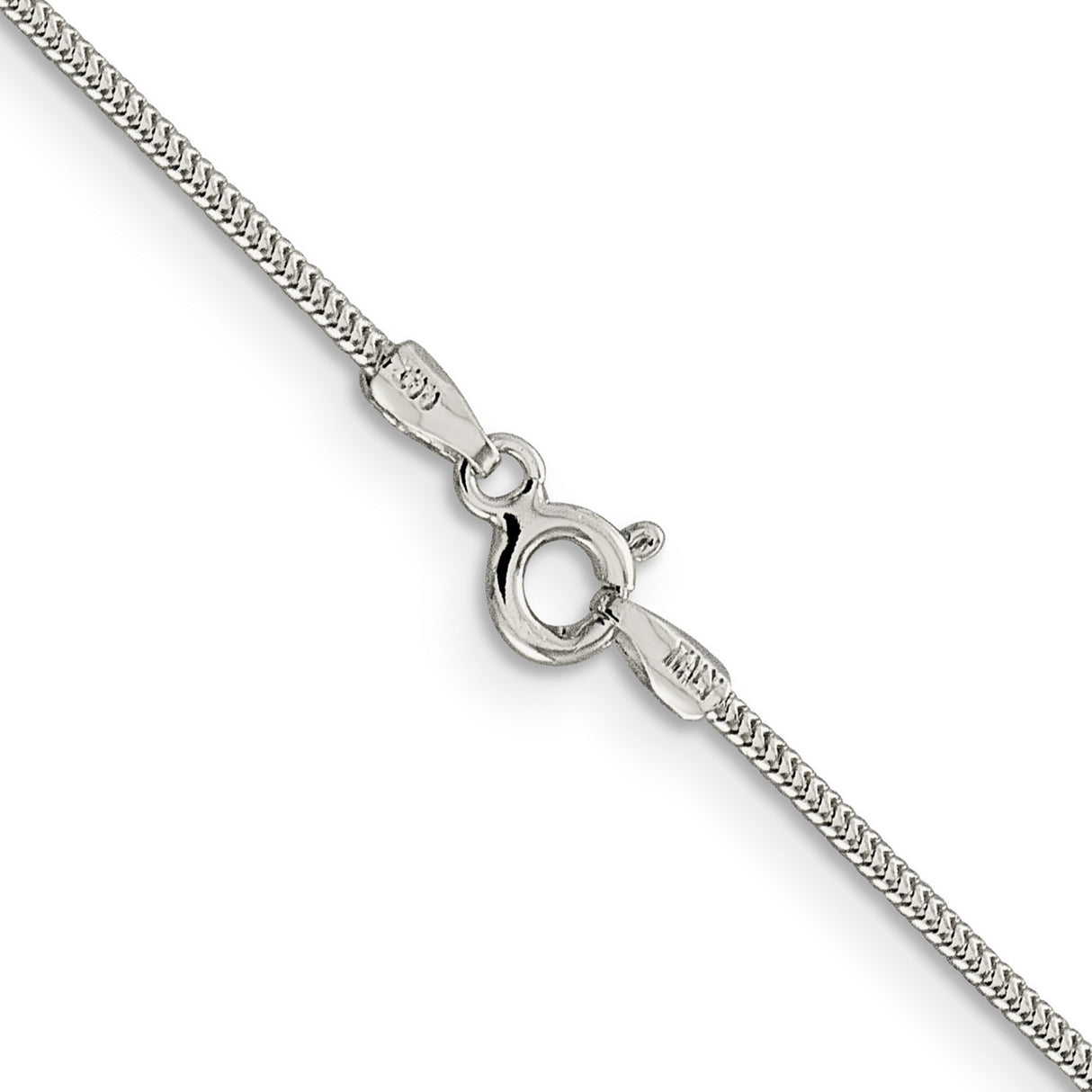 925 White Gold 1.2 mm Polished Chain Necklace, Solid alternate angle