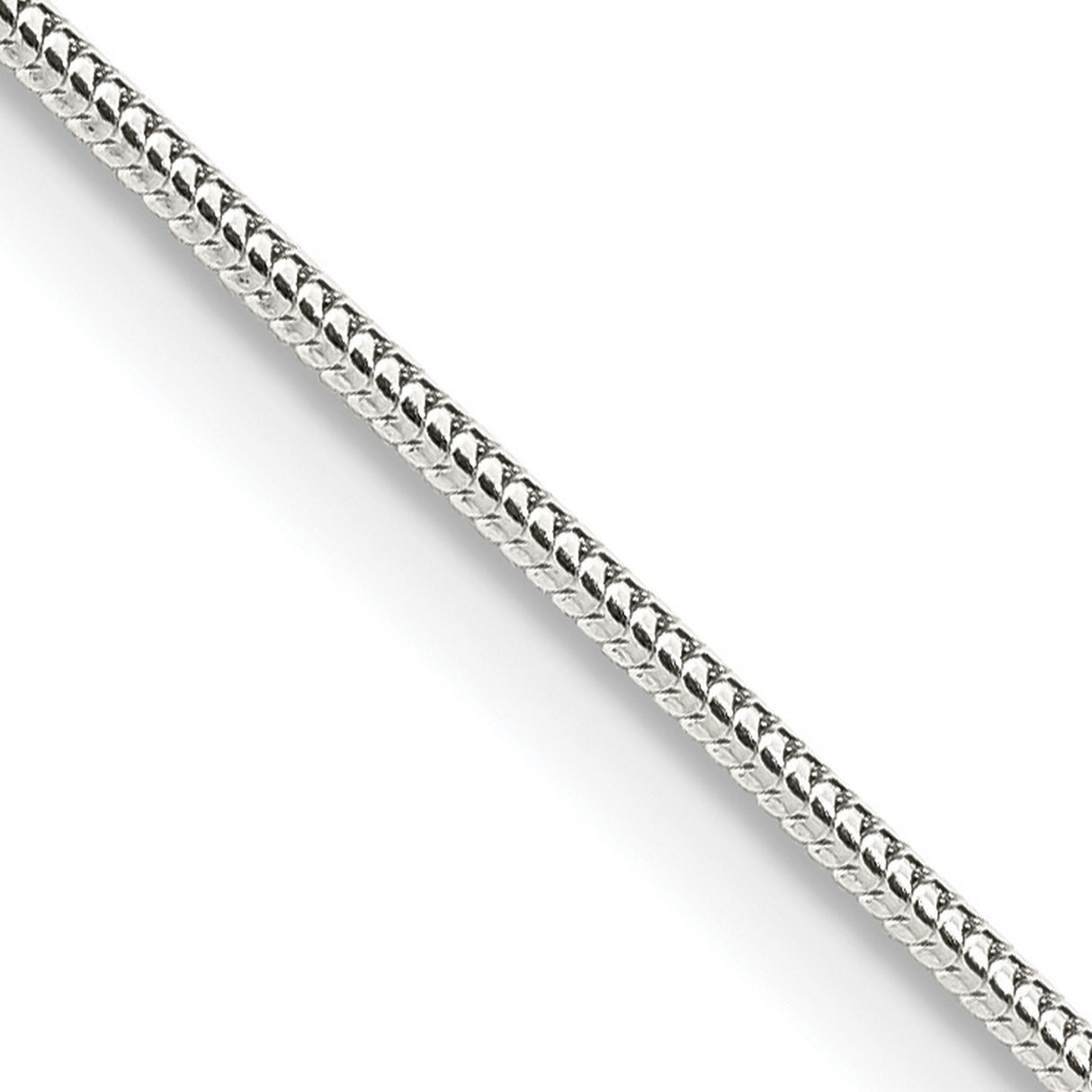 925 White Gold 1.2 mm Polished Chain Necklace, Solid detail view
