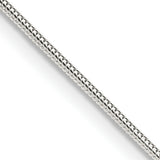 925 White Gold 1.2 mm Polished Chain Necklace, Solid detail view