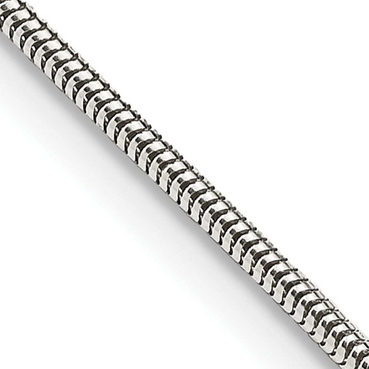 925 White Gold 1.5 mm Polished Chain Necklace, Solid detail view