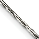 925 White Gold 1.5 mm Polished Chain Necklace, Solid detail view