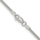 925 White Gold 1.6 mm Polished Chain Necklace, Solid alternate angle