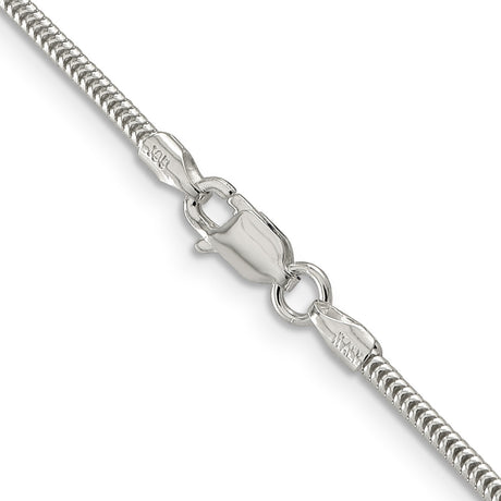 925 White Gold 1.6 mm Polished Chain Necklace, Solid alternate angle