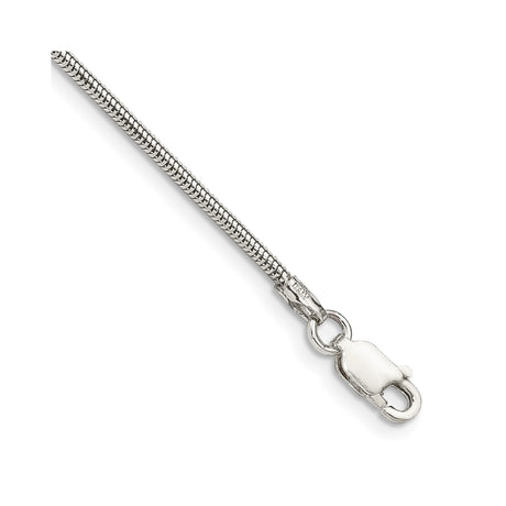 925 White Gold 1.6 mm Polished Chain Bracelet, Solid shown for scale