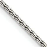 925 White Gold 1.6 mm Polished Chain Necklace, Solid detail view