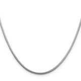 925 White Gold 2 mm Polished Chain Necklace, Solid