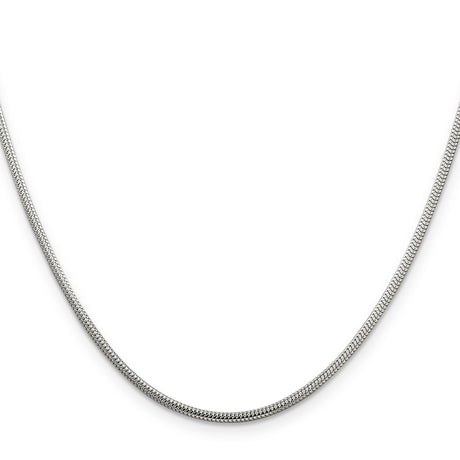 925 White Gold 2 mm Polished Chain Necklace, Solid
