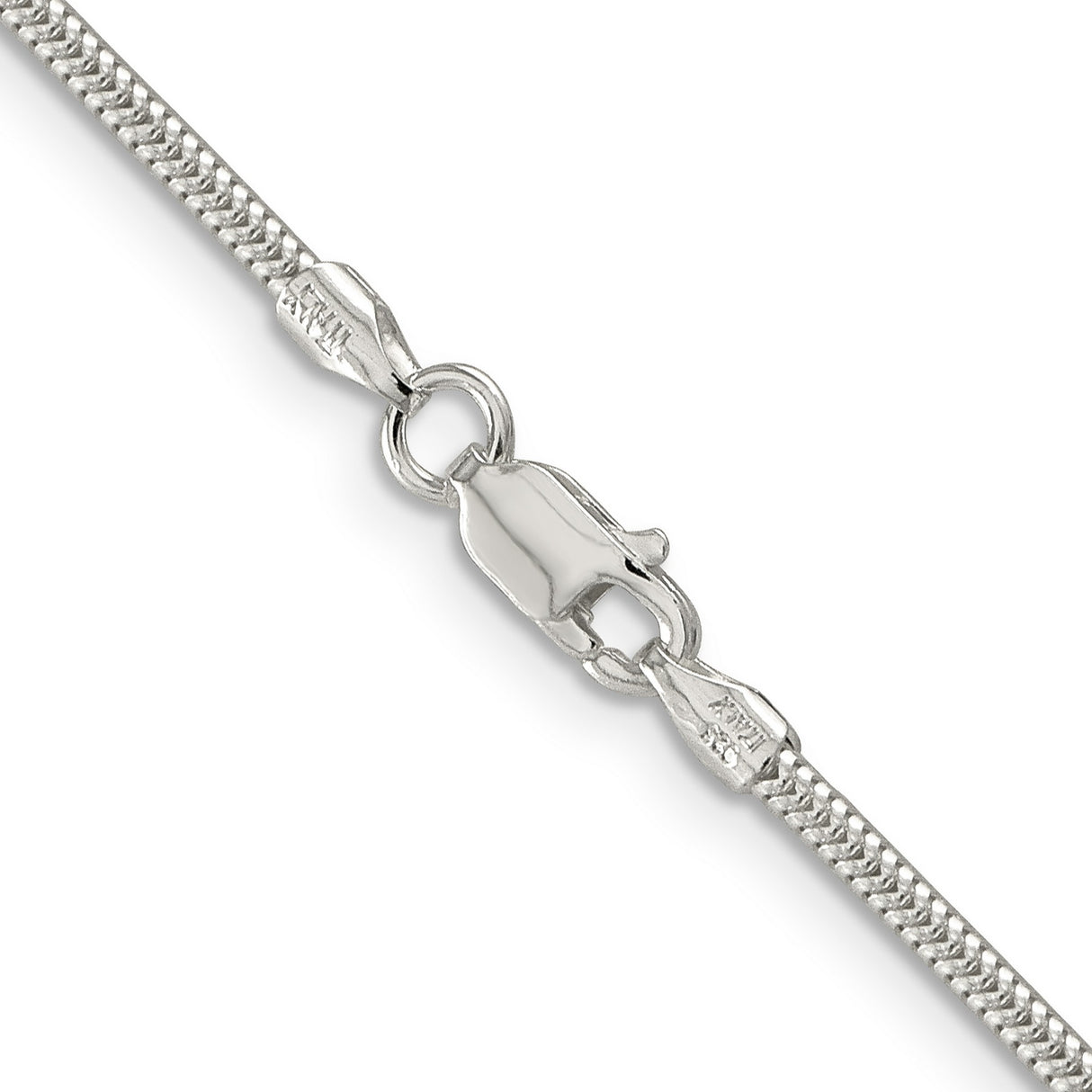 925 White Gold 2 mm Polished Chain Necklace, Solid alternate angle