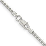 925 White Gold 2 mm Polished Chain Necklace, Solid alternate angle