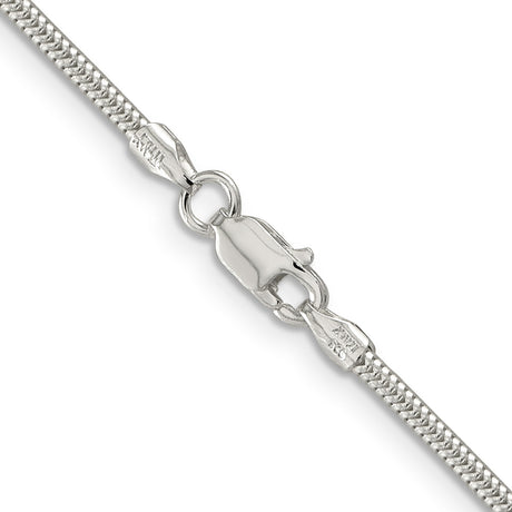 925 White Gold 2 mm Polished Chain Necklace, Solid alternate angle