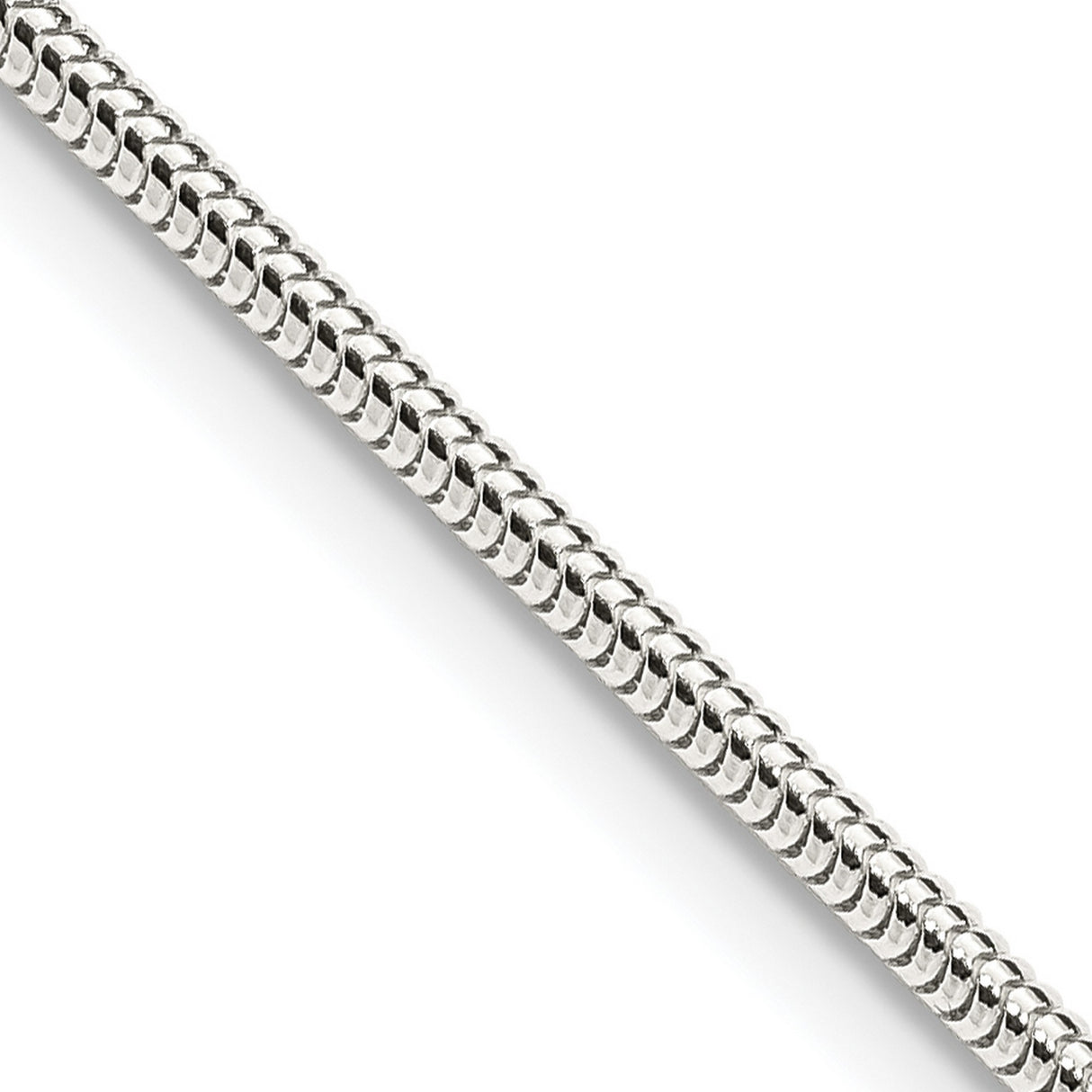 925 White Gold 2 mm Polished Chain Necklace, Solid detail view