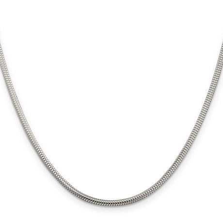 925 White Gold 2.5 mm Polished Chain Necklace, Solid