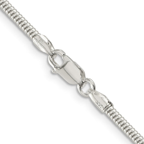 925 White Gold 2.5 mm Polished Chain Necklace, Solid alternate angle