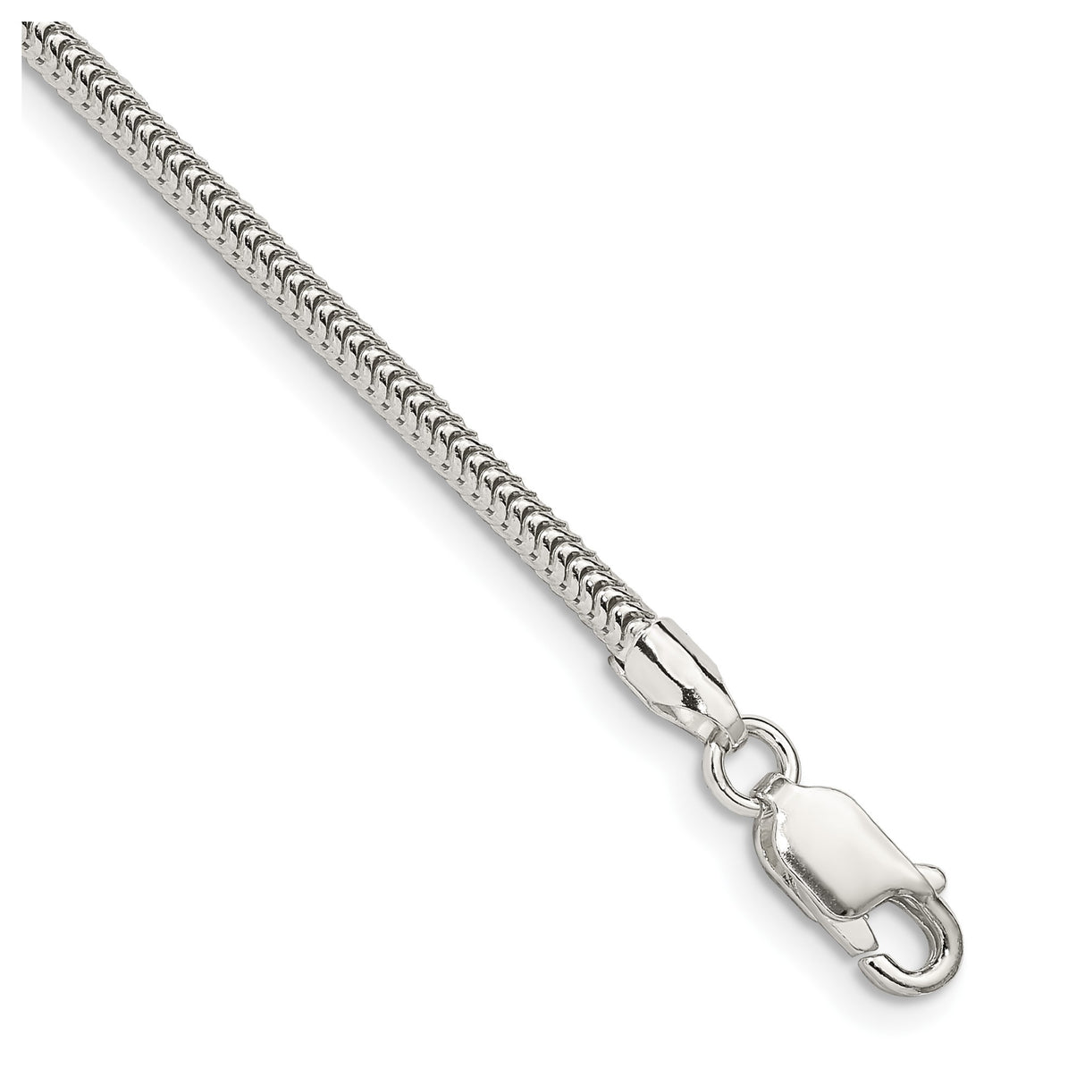 925 White Gold 2.5 mm Polished Chain Bracelet, Solid shown for scale