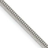 925 White Gold 2.5 mm Polished Chain Necklace, Solid detail view