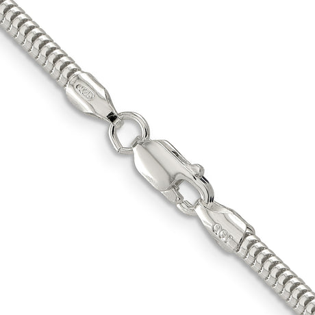 925 White Gold 3 mm Polished Chain Necklace, Solid alternate angle
