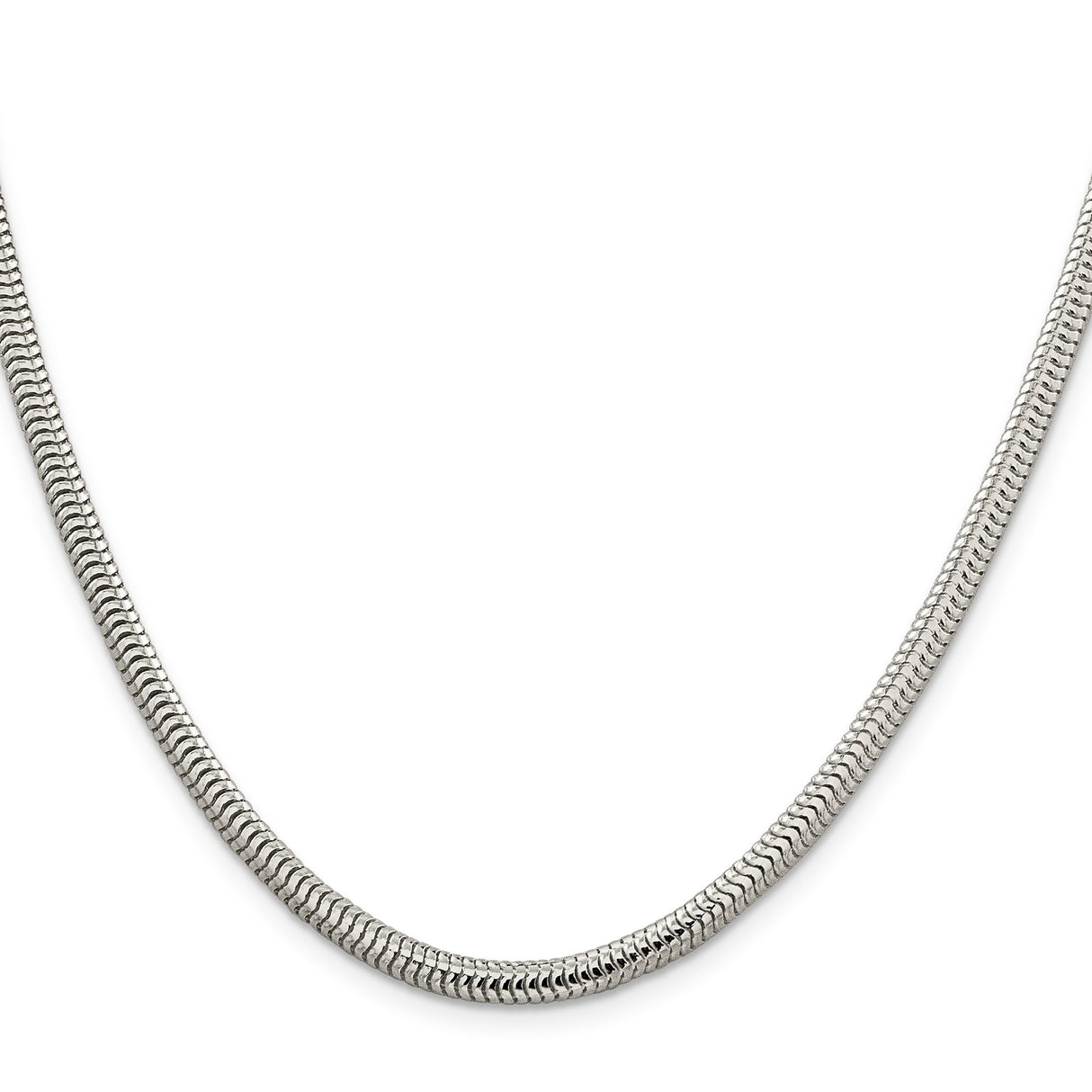 925 White Gold 4 mm Polished Chain Necklace, Solid