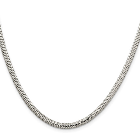 925 White Gold 4 mm Polished Chain Necklace, Solid